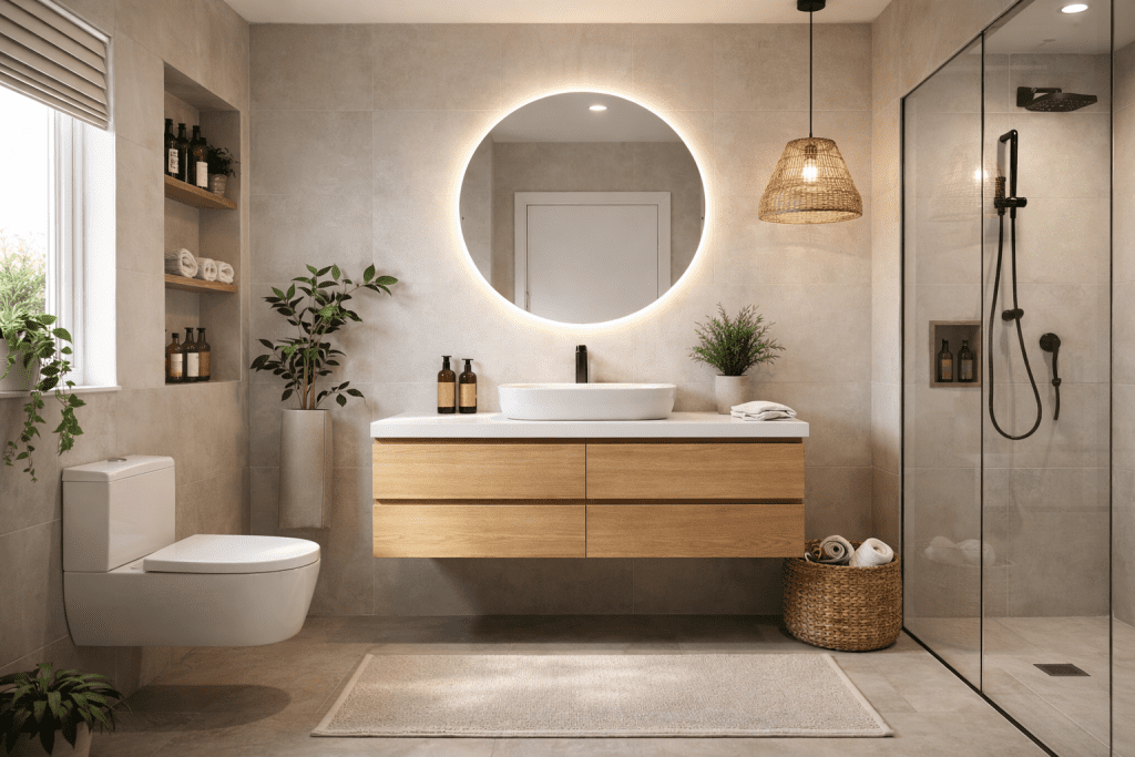 Floating Toilet and Sink area Vanities